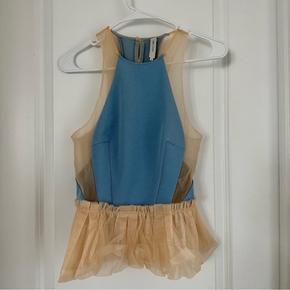 Sheer blue tank top